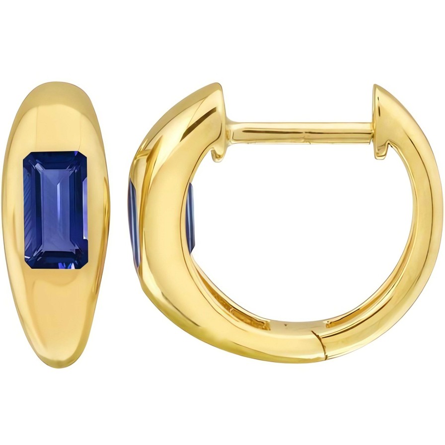 Earrings Ritani | 14Kt Yellow Gold 0.70 Ctw Sapphire Huggie Earrings