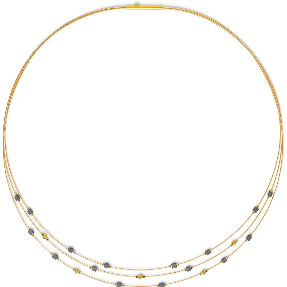 Necklaces Ritani | 24Kt Gold Plated Cubetina Hematite Necklace