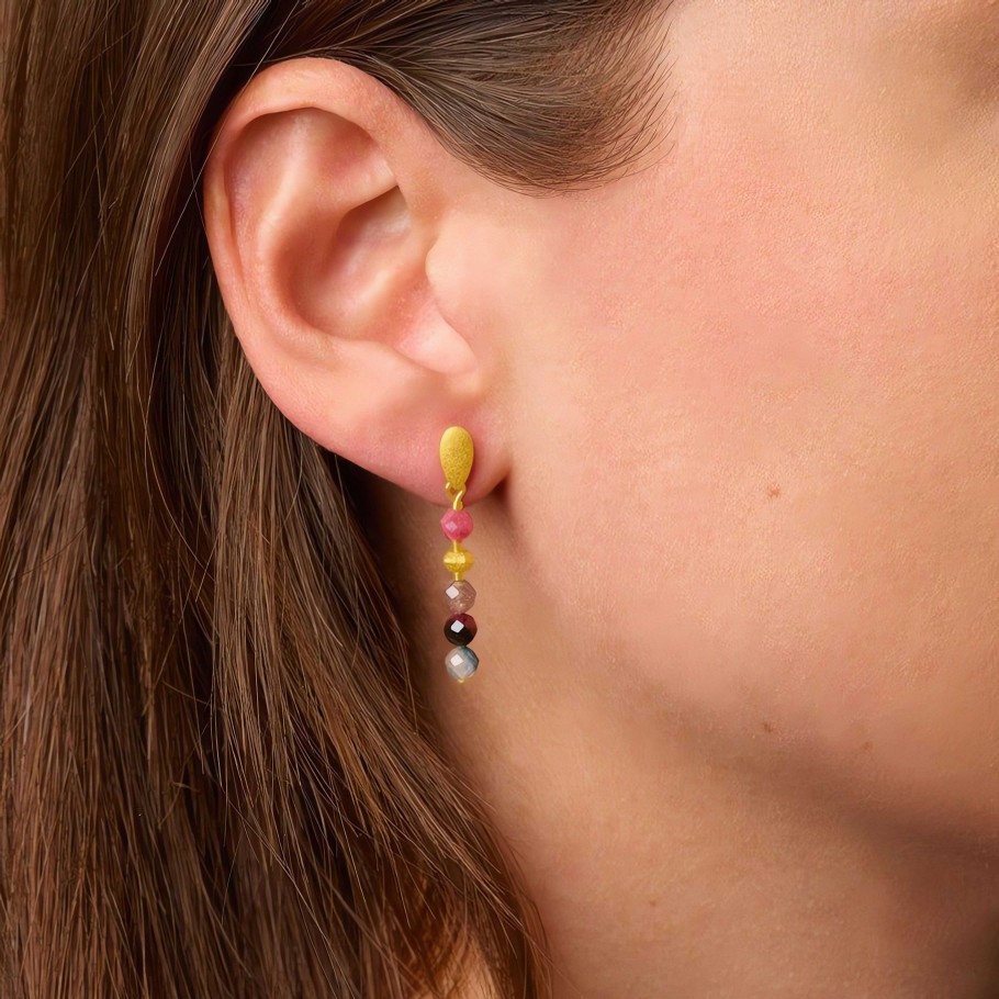 Earrings Ritani | 24Kt Gold Plated Lampa Colorful Tourmaline Drop Earrings