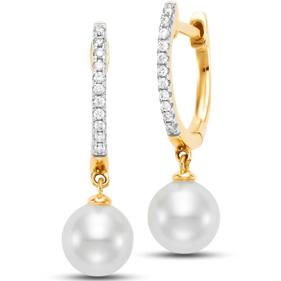 Earrings Ritani | 14Kt Gold 0.09 Ctw Freshwater Pearl Drop Earrings