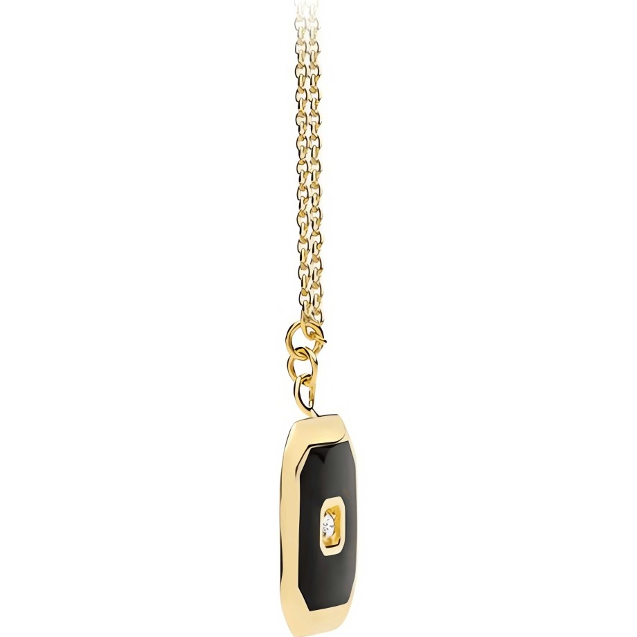 Necklaces Ritani | 14Kt Gold 0.01 Ctw Diamond & Black Enamel Octagon Medallion