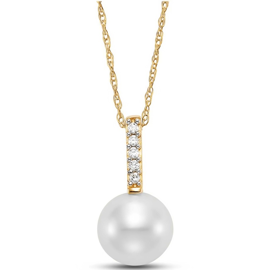 Necklaces Ritani | 14Kt Gold 0.04 Ctw Classic Pearl Drop Pendant