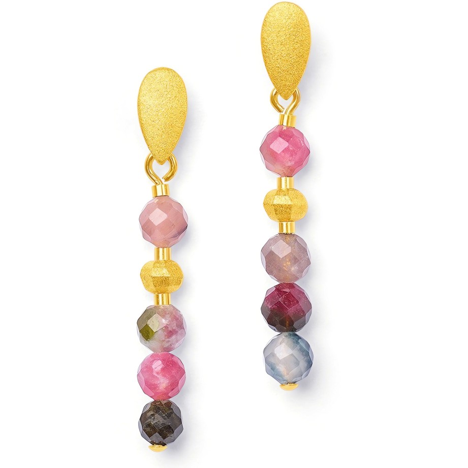 Earrings Ritani | 24Kt Gold Plated Lampa Colorful Tourmaline Drop Earrings