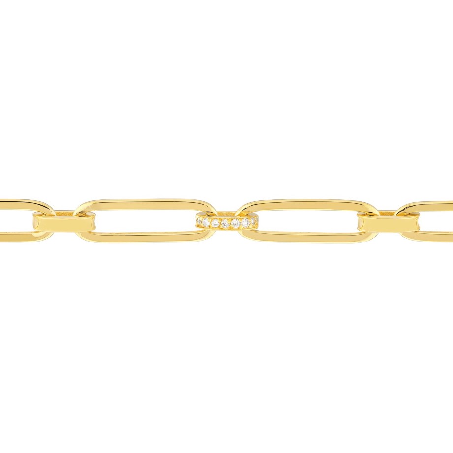 Bracelets Ritani | 14Kt Gold 0.33 Ctw Pave Diamond Accented Paper Clip Chain Bracelet