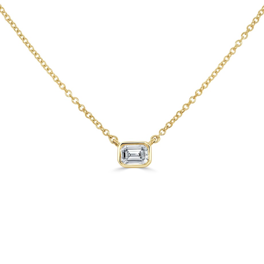 Necklaces Ritani | 14Kt Gold 0.25 Ctw Emerald-Cut Diamond Pendant