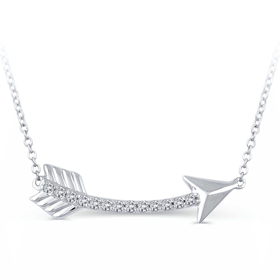 Necklaces Ritani | Sterling Silver 0.10 Ctw Diamond Arrow Necklace