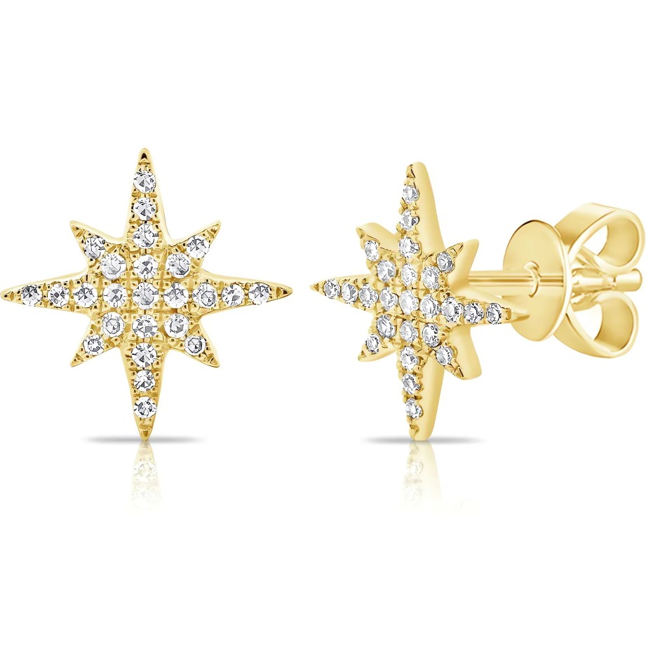 Earrings Ritani | 14Kt Gold 0.12 Ctw Diamond Star Stud Earrings