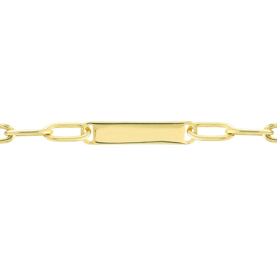 Bracelets Ritani | 14Kt Gold Id Bar Paper Clip Chain Bracelet