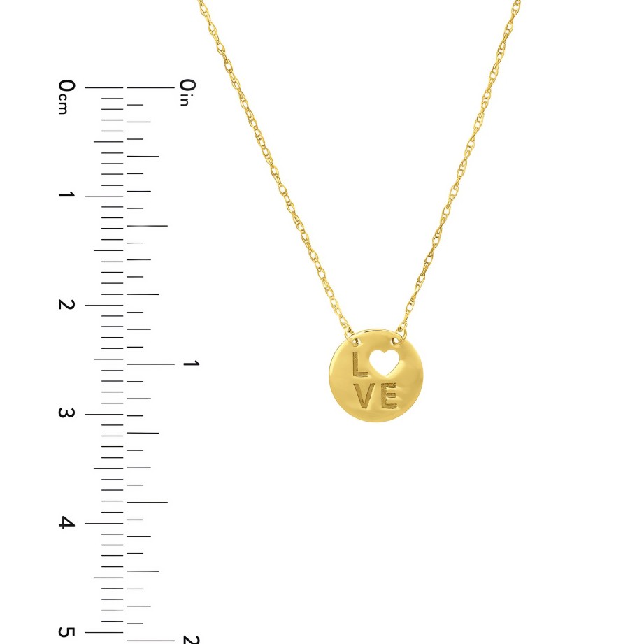 Necklaces Ritani | 14Kt Gold Cutout Heart/Love Mini Disc Necklace