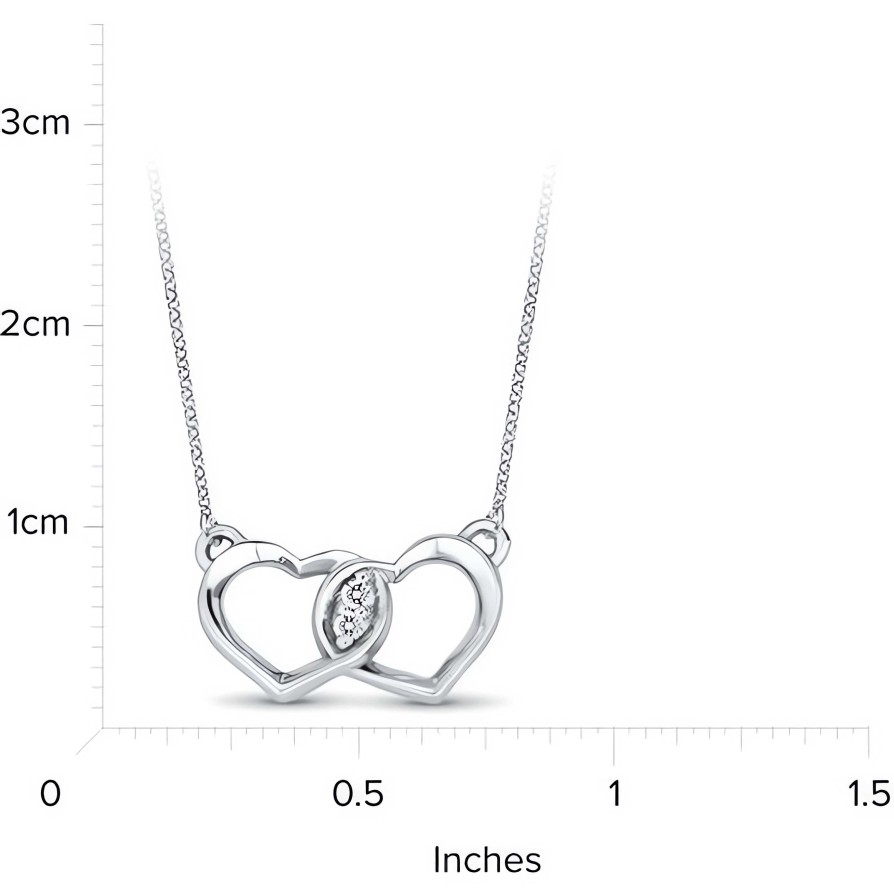 Necklaces Ritani | 0.03 Ctw Double Heart Diamond Charm Pendant