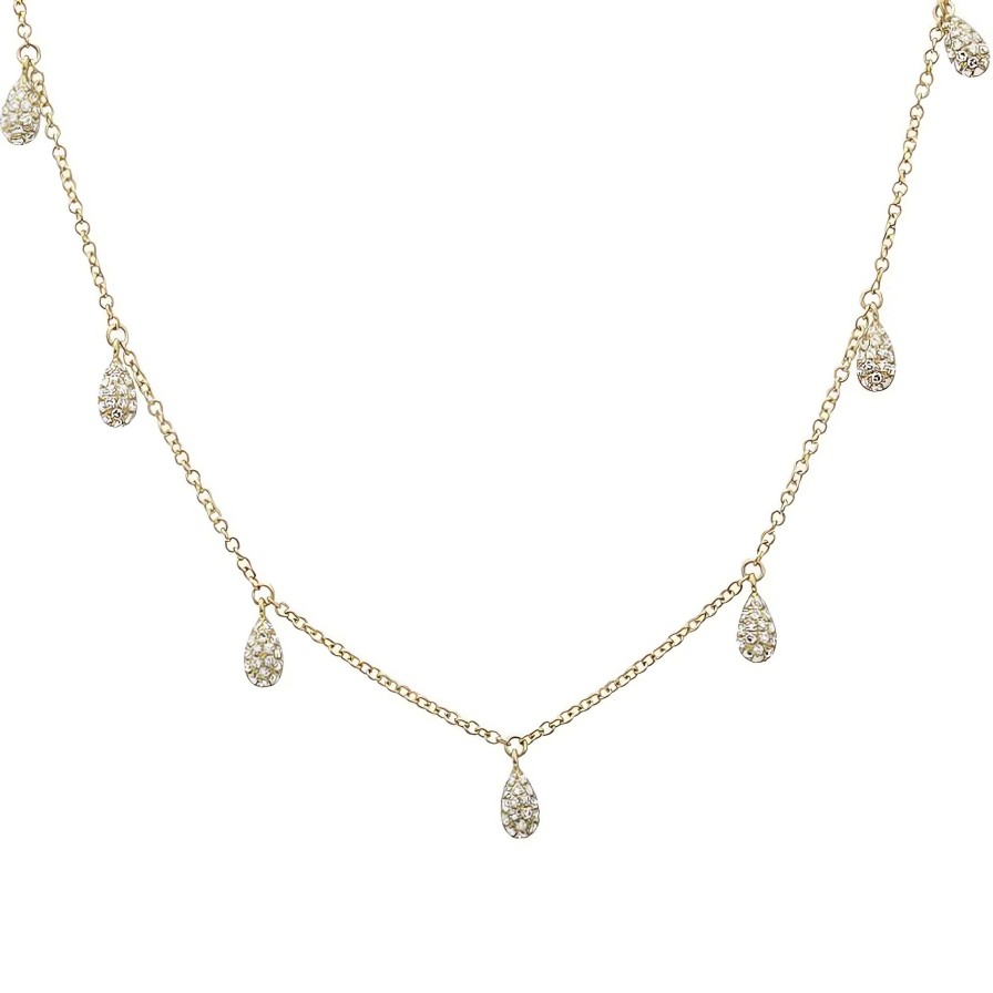 Necklaces Ritani | 14Kt Yellow Gold 0.29 Ctw Pear Shaped Diamond Drop Station Necklace