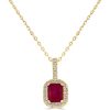 Necklaces Ritani | 14Kt Gold 0.71 Ctw Ruby & Diamond Octagon Halo Pendant