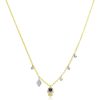 Necklaces Ritani | Meira T 14Kt Yellow Gold 0.13 Ctw Diamond & Blue Sapphire Dainty Hamsa Necklace