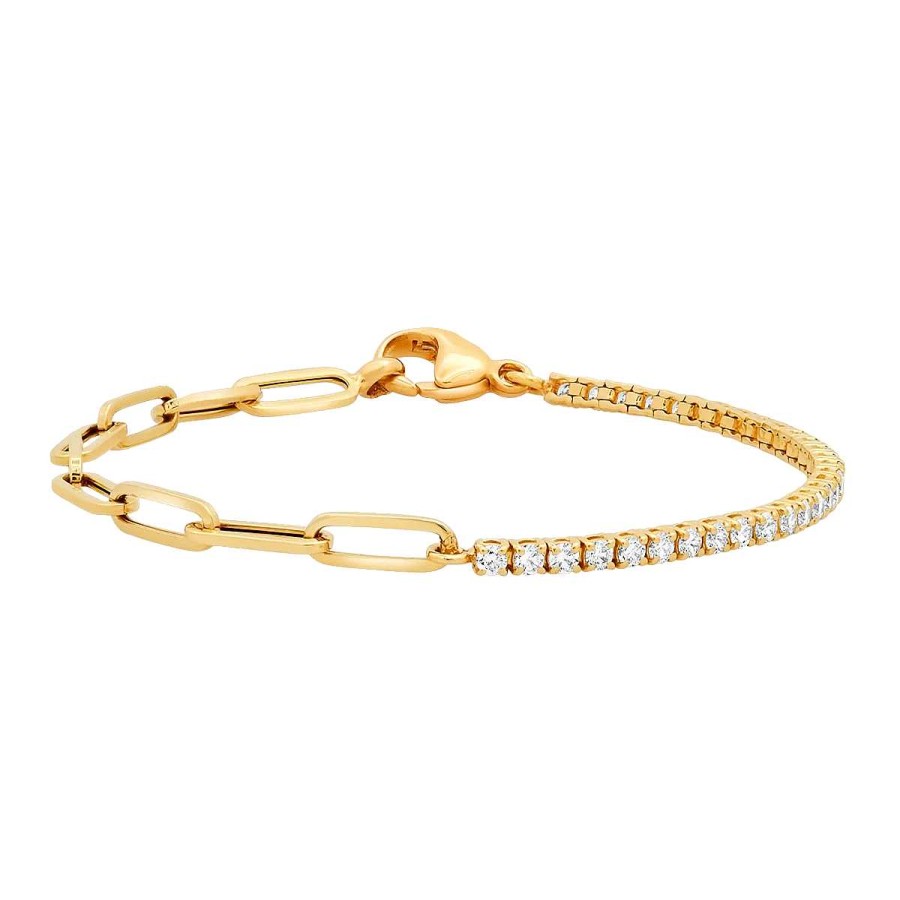 Bracelets Ritani | 14Kt Yellow Gold 1.20 Ctw Lab Diamond Paper Clip Tennis Bracelet