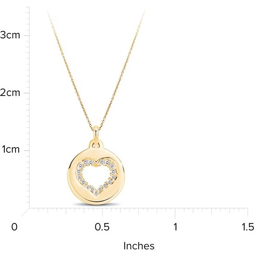 Necklaces Ritani | 0.07 Ctw Diamond Heart Disc Pendant