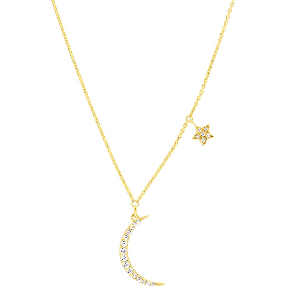 Necklaces Ritani | 14Kt Gold 0.25 Ctw Diamond Moon & Star Dangle Necklace