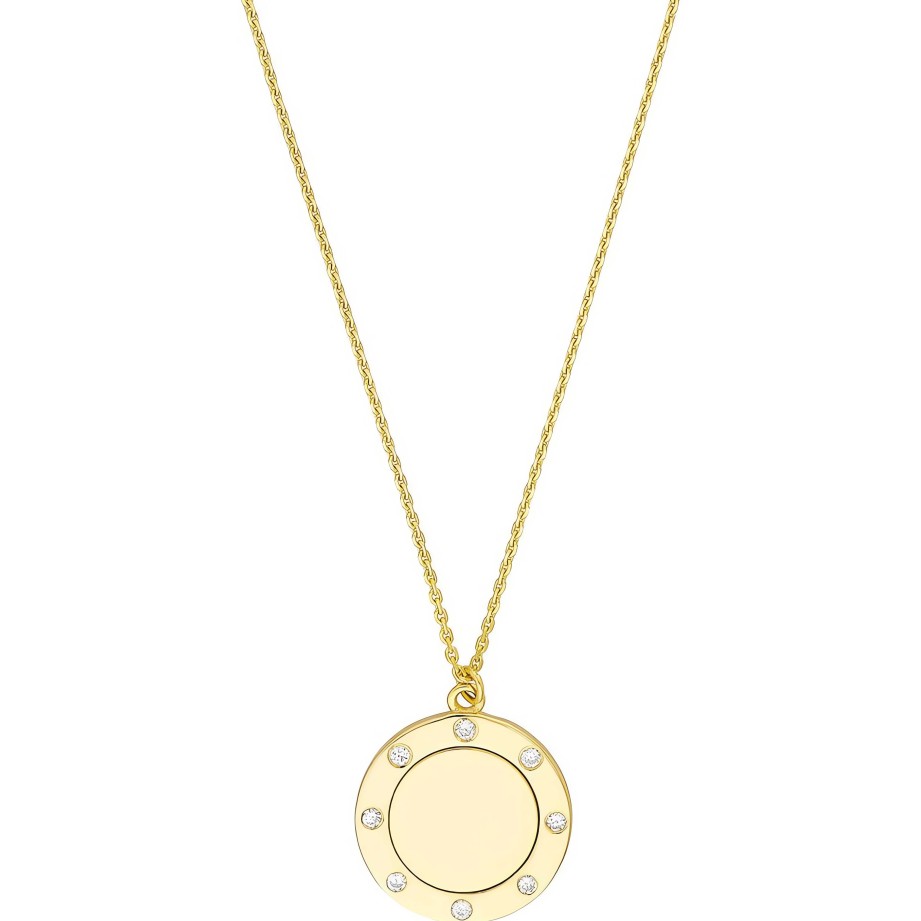 Necklaces Ritani | 14Kt Gold 0.08 Ctw Diamond Trim Disc Medallion Necklace