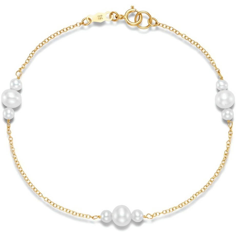 Bracelets Ritani | 14Kt Gold Three Pearl Station Bracelet