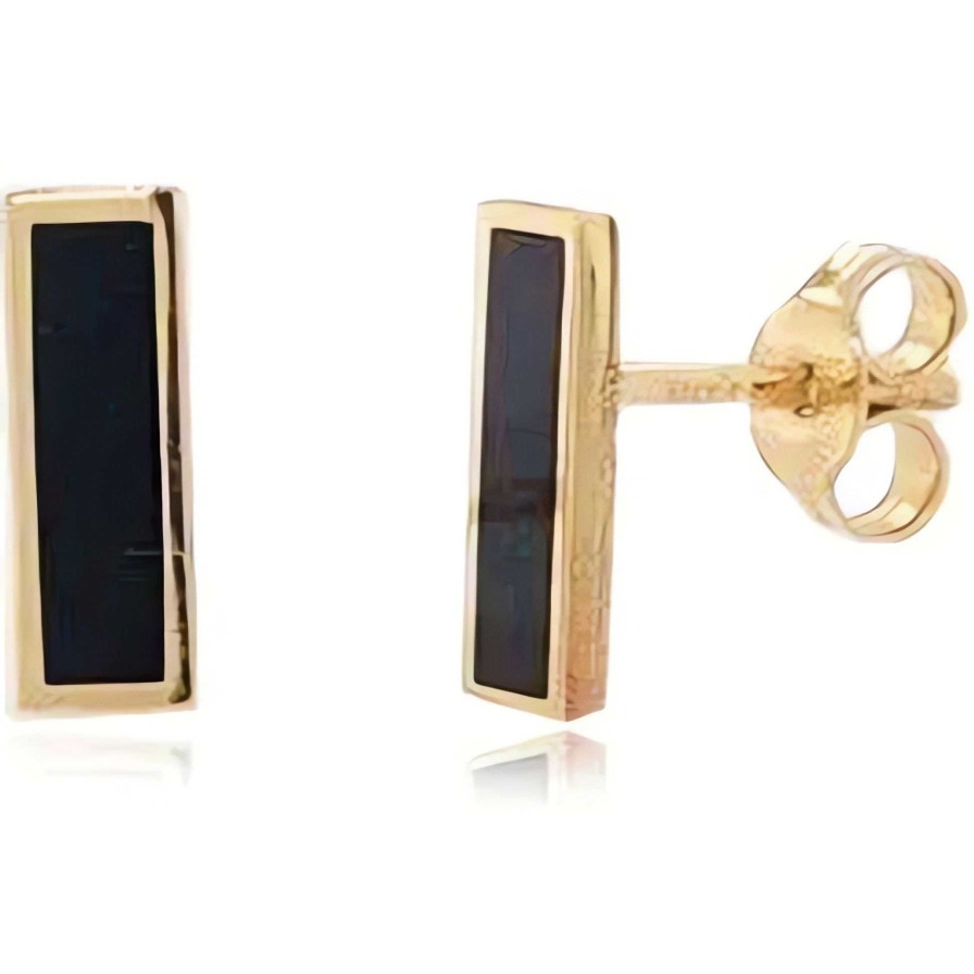 Earrings Ritani | 14Kt Gold Onyx Bar Stud Earrings