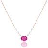 Necklaces Ritani | Meira T 14Kt Rose Gold 0.15 Ctw Diamond And Pink Sapphire Necklace