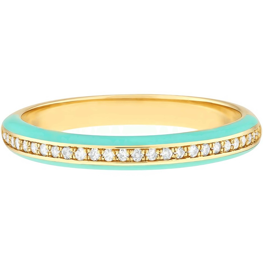 Rings Ritani | 14Kt Gold 0.14 Ctw Diamond Band With Light Turquoise Enamel Sides