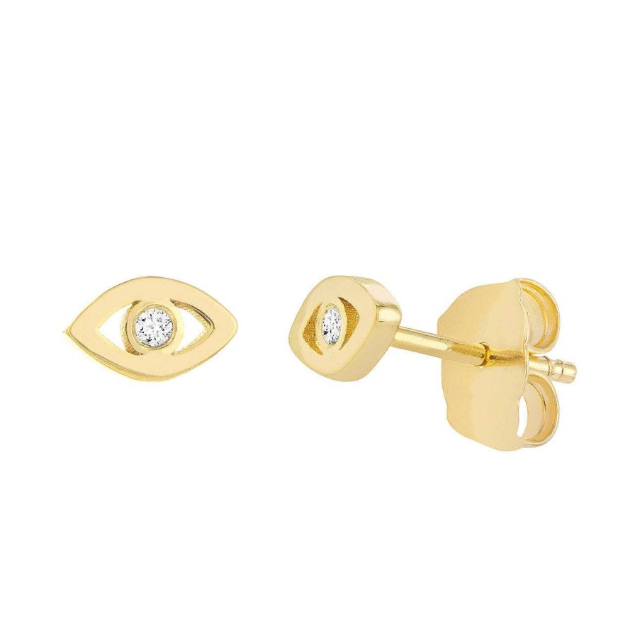 Earrings Ritani | 14Kt Gold 0.02 Ctw Mini Open Evil Eye Diamond Stud Earrings