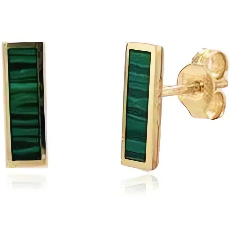 Earrings Ritani | 14Kt Gold Malachite Bar Stud Earrings