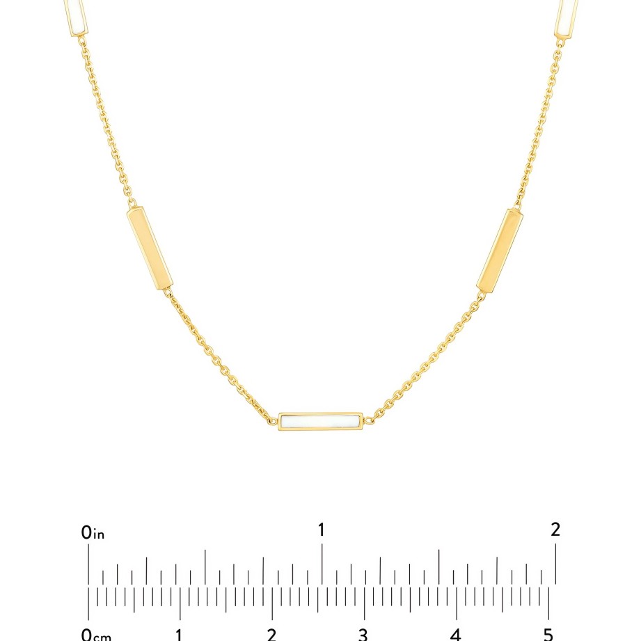 Necklaces Ritani | 14Kt Gold White Enamel Alternating Bar Necklace