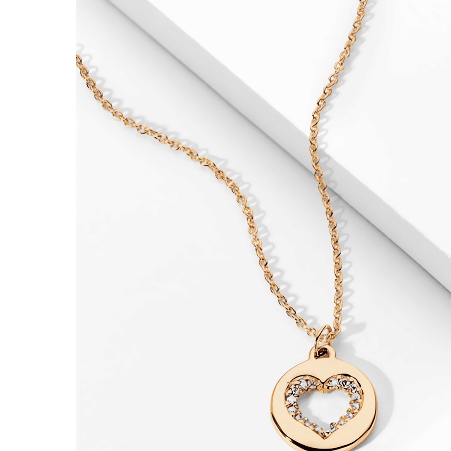 Necklaces Ritani | 0.07 Ctw Diamond Heart Disc Pendant