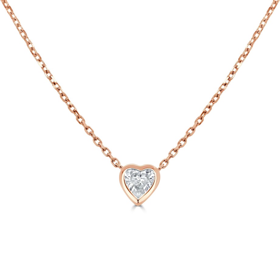 Necklaces Ritani | 14Kt Gold 0.31 Ctw Diamond Heart Bezel Necklace