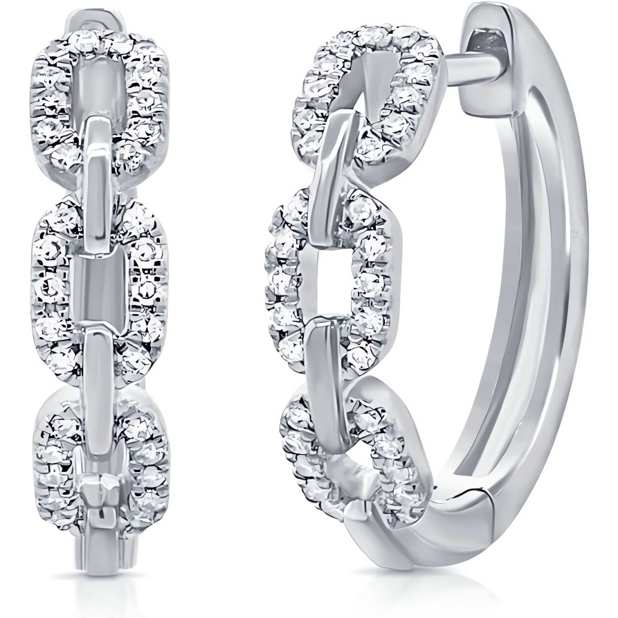 Earrings Ritani | 14Kt Gold 0.18 Ctw Diamond Link Huggie Earrings