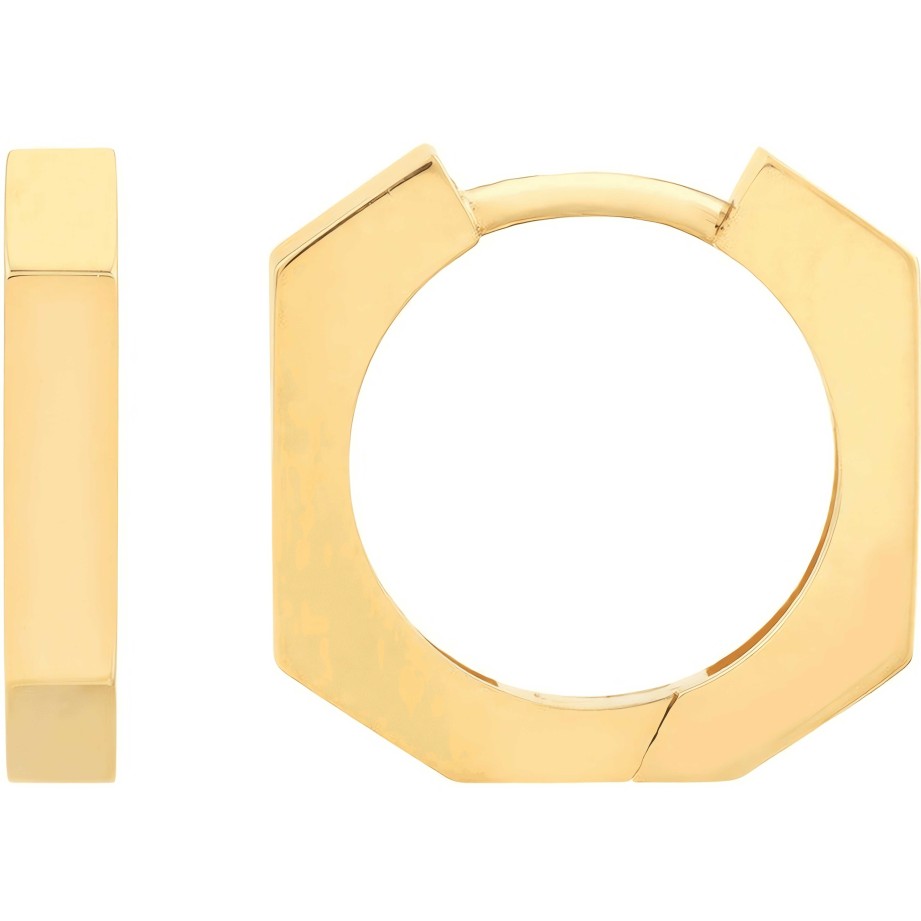 Earrings Ritani | 14Kt Gold 13Mm Heptagon Polished Hoops