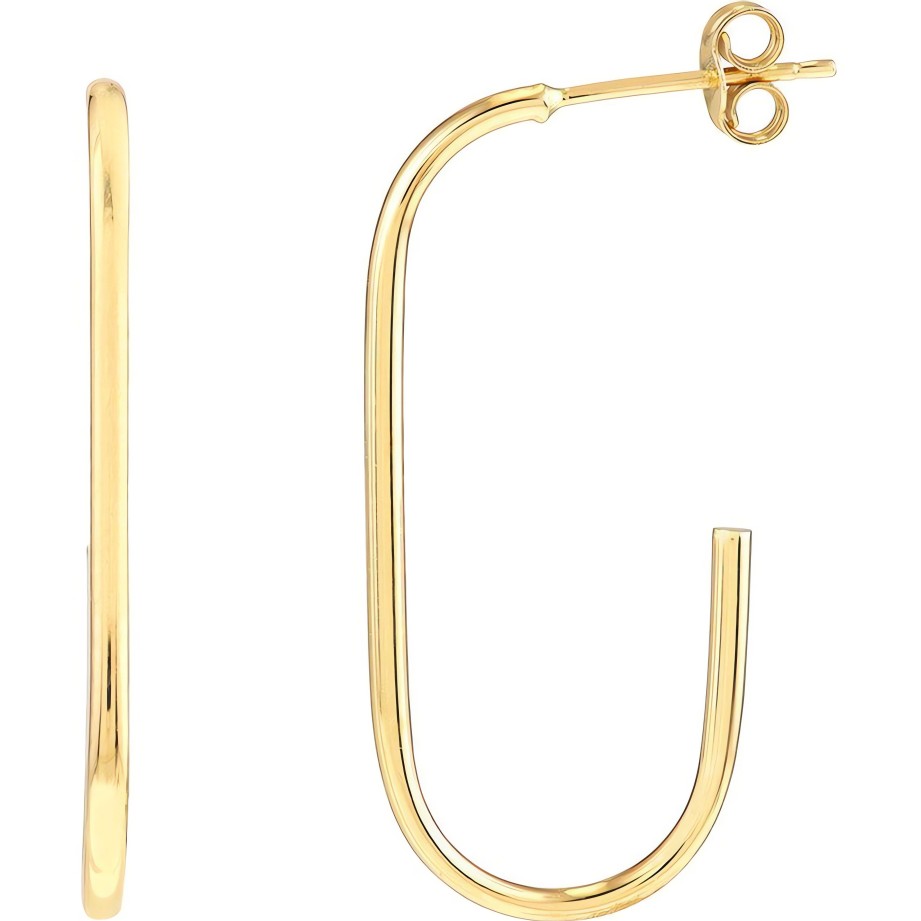 Earrings Ritani | 14Kt Yellow Gold Open Paper Clip Hoop Earrings