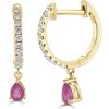 Earrings Ritani | 14Kt Gold 0.48 Ctw Pink Tourmaline & Diamond Dangle Huggie Earrings