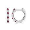 Earrings Ritani | 14Kt Gold 0.21 Ctw Alternating Diamond & Ruby Huggie Earrings