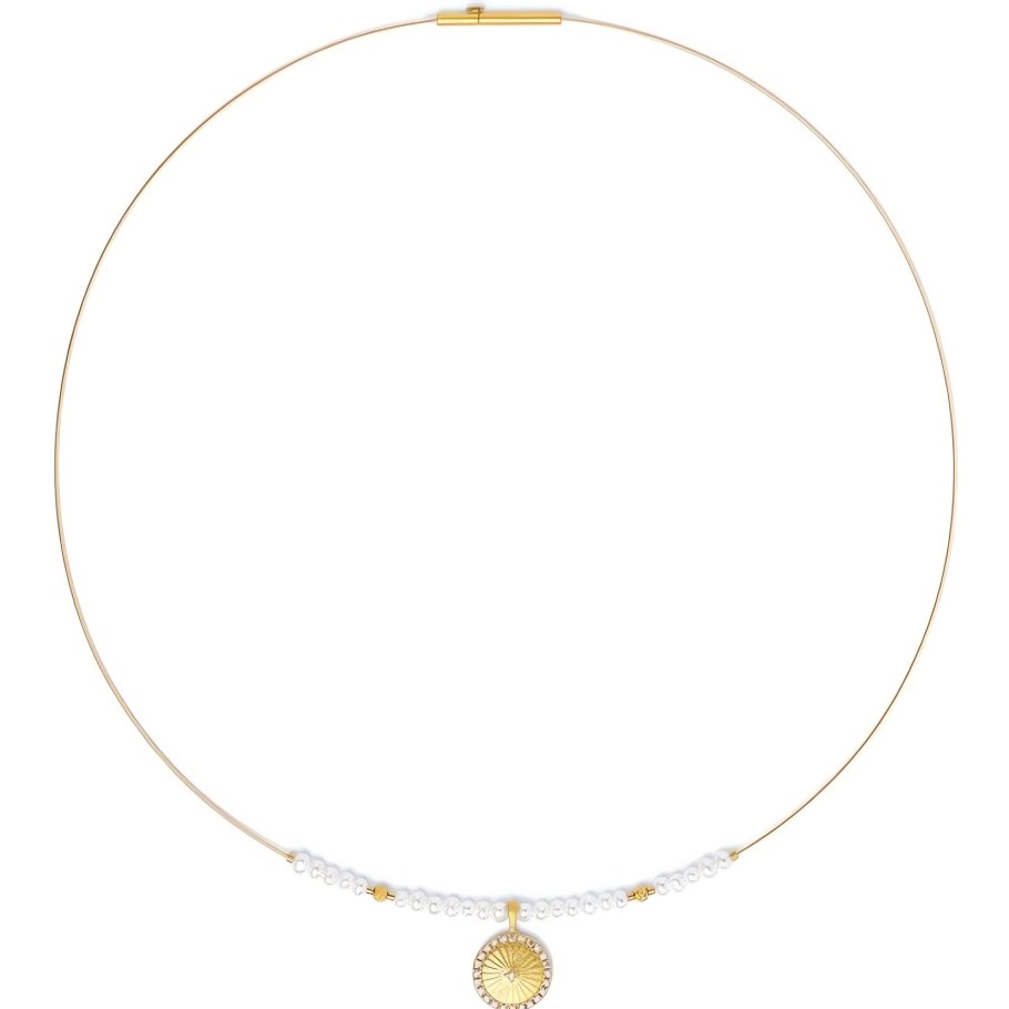 Necklaces Ritani | 24Kt Gold Plated Sunya Pearl Sun & Moon Necklace