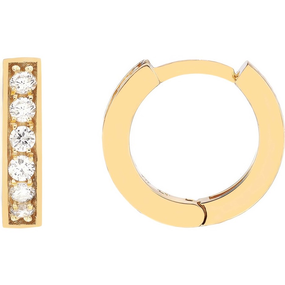 Earrings Ritani | 14Kt Gold 0.13 Ctw 10Mm Diamond Huggie Earrings