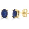 Earrings Ritani | 14Kt Gold 1.00 Ctw Blue Sapphire Oval Studs