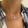 Necklaces Ritani | Meira T 14Kt Gold 0.07 Ctw Dainty White Gold Heart Necklace