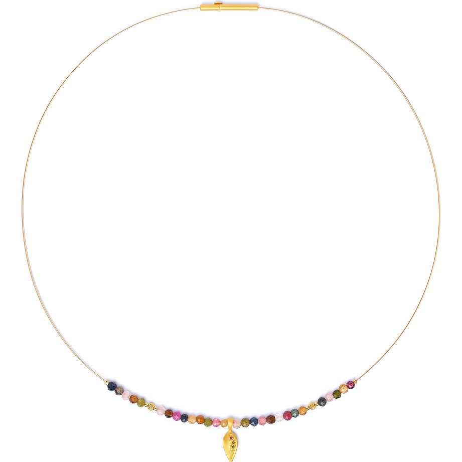 Necklaces Ritani | 24Kt Gold Plated Plumesan Tourmaline Necklace