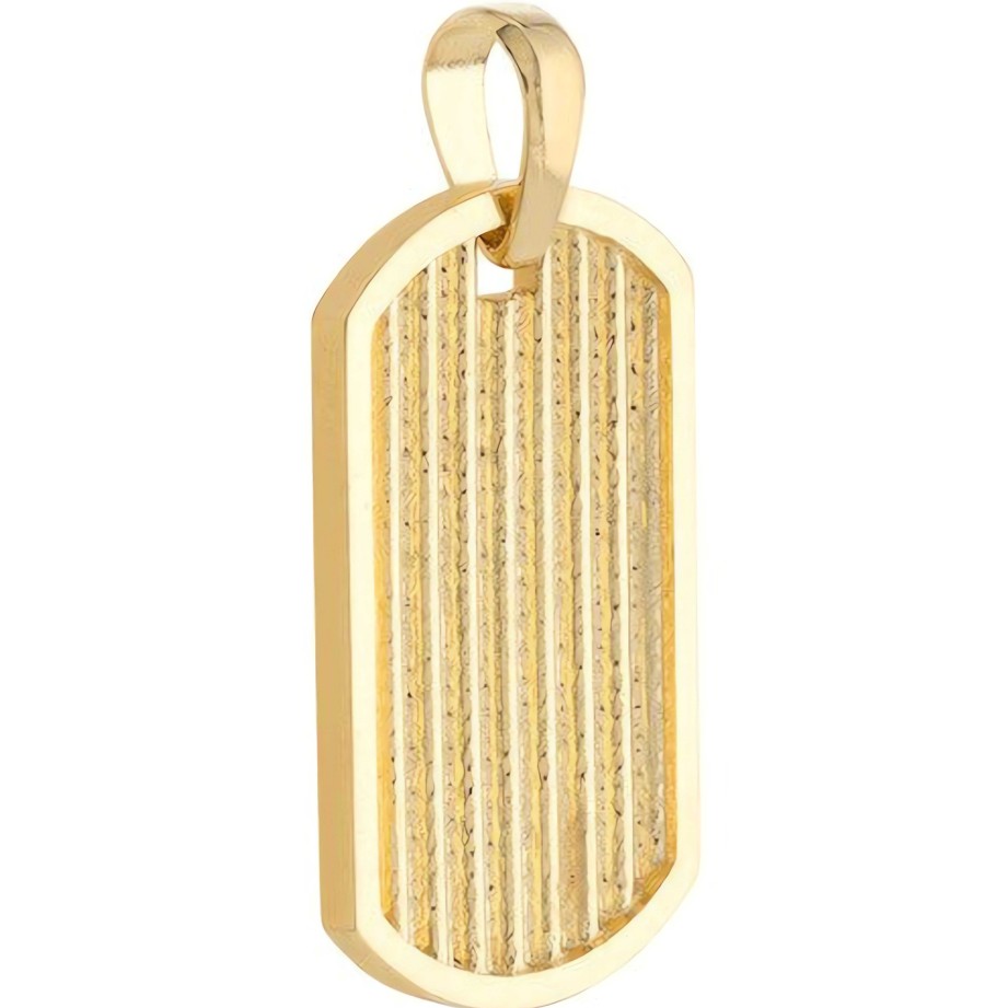 Men'S Jewelry Ritani | Men'S 14Kt Gold Ribbed Dog Tag Pendant