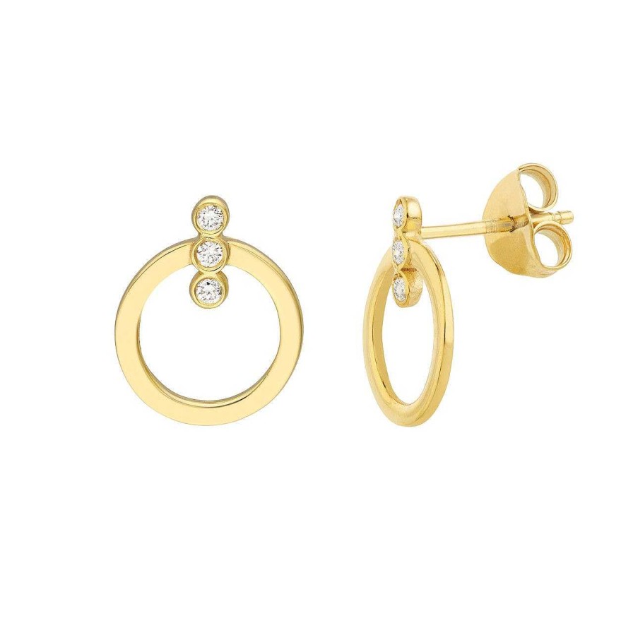 Earrings Ritani | 14Kt Gold 0.07 Ctw Diamond Bezel Bar Door Knocker Earrings