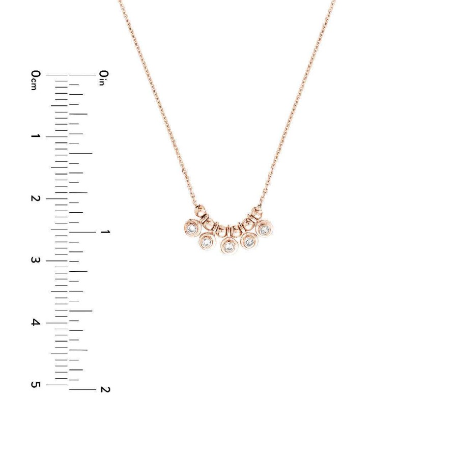 Necklaces Ritani | 14Kt Rose Gold 0.05 Round Diamond Bezel Bead Station Necklace