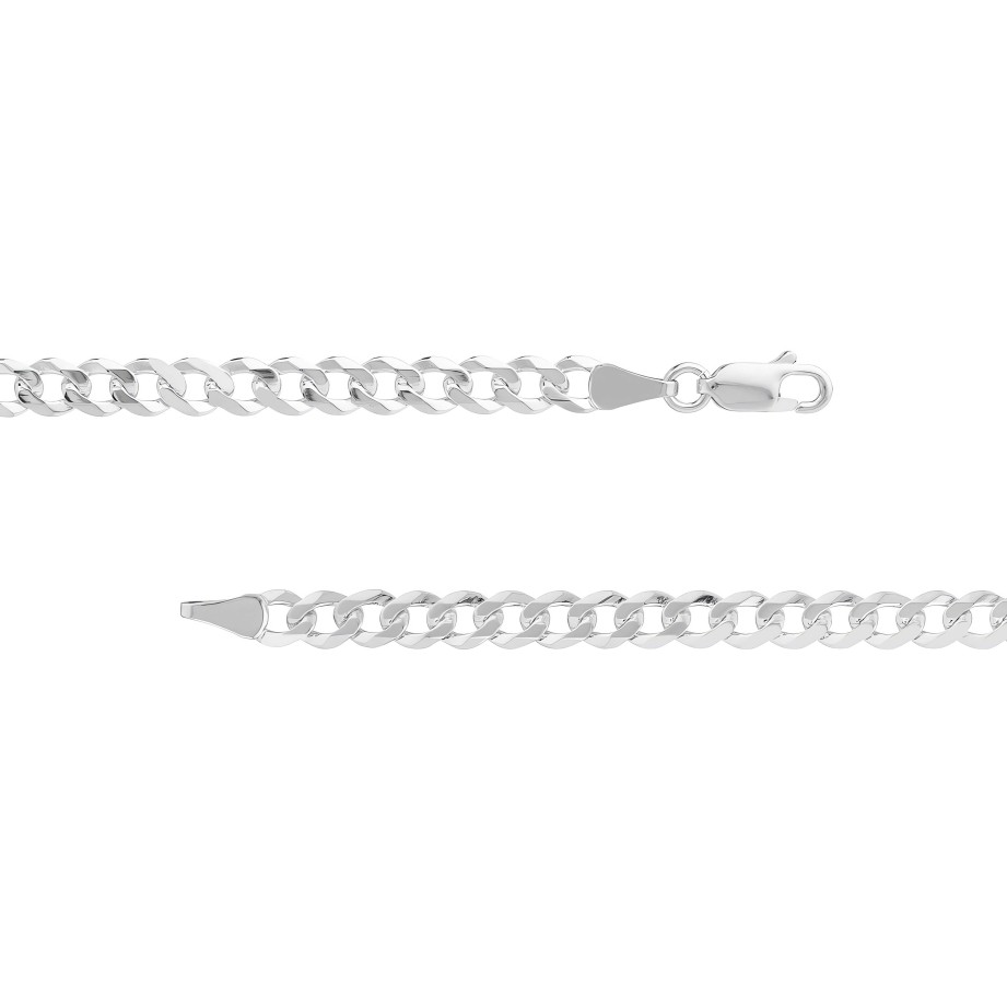 Bracelets Ritani | Men'S Sterling Silver 4.95Mm Curb Chain Bracelet