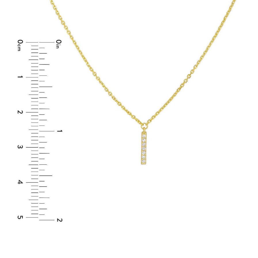 Necklaces Ritani | 14Kt Yellow Gold 0.10 Ctw Diamond Staple Bar Drops Duet Necklace