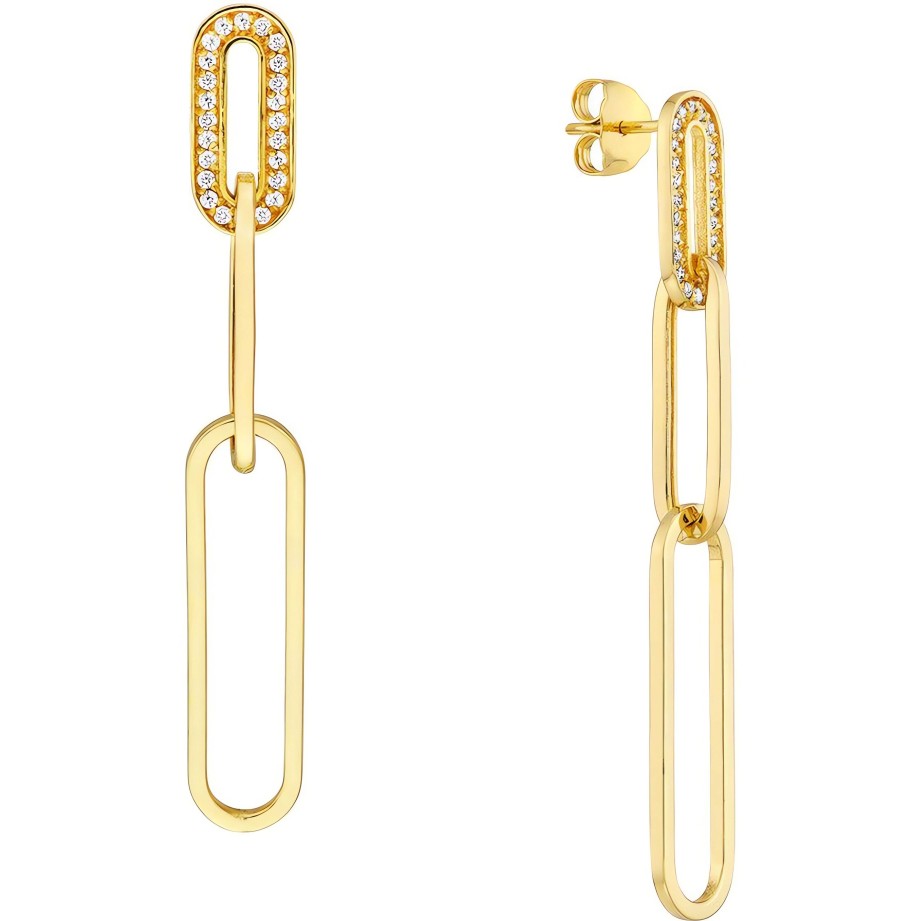 Earrings Ritani | 14Kt Gold 0.25 Ctw Diamond-Trim Paper Clip Drop Earrings