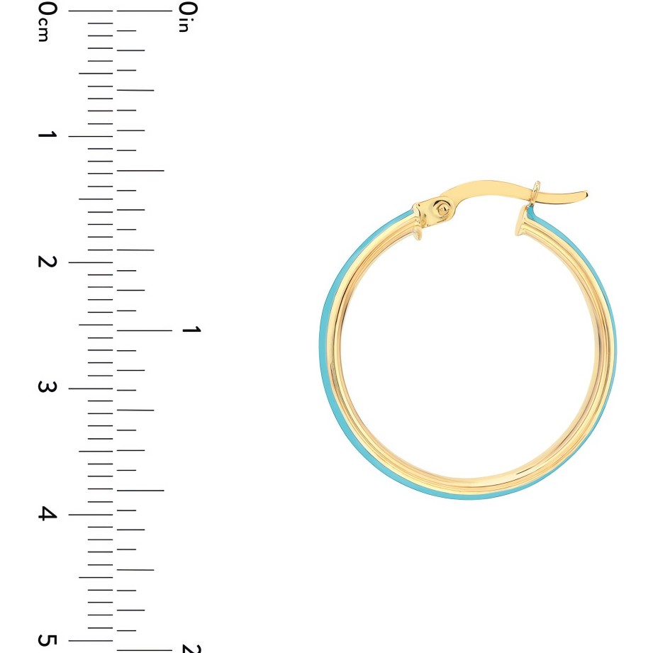 Earrings Ritani | 14Kt Gold 20X4Mm Turquoise And Baby Blue Enamel Round Hoops