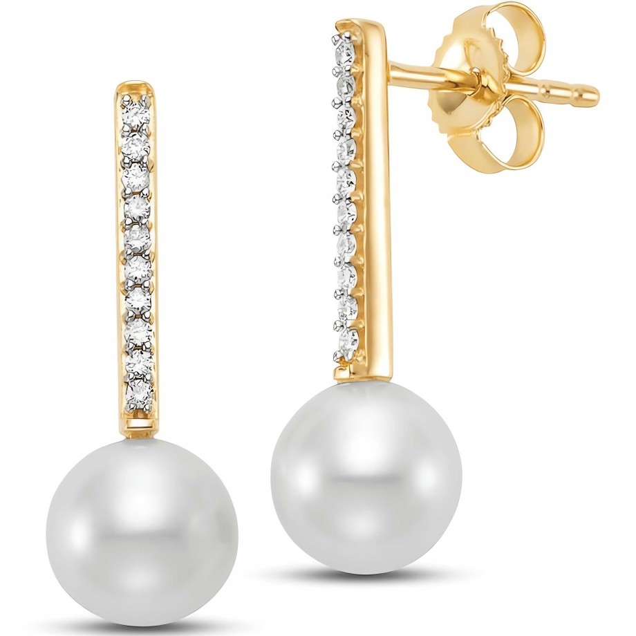 Earrings Ritani | 14Kt Gold 0.10 Ctw Classic Pearl Drop Earrings