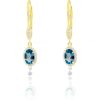 Earrings Ritani | Meira T 14Kt Yellow Gold 0.18 Ctw Diamond & Blue Topaz Drop Earrings