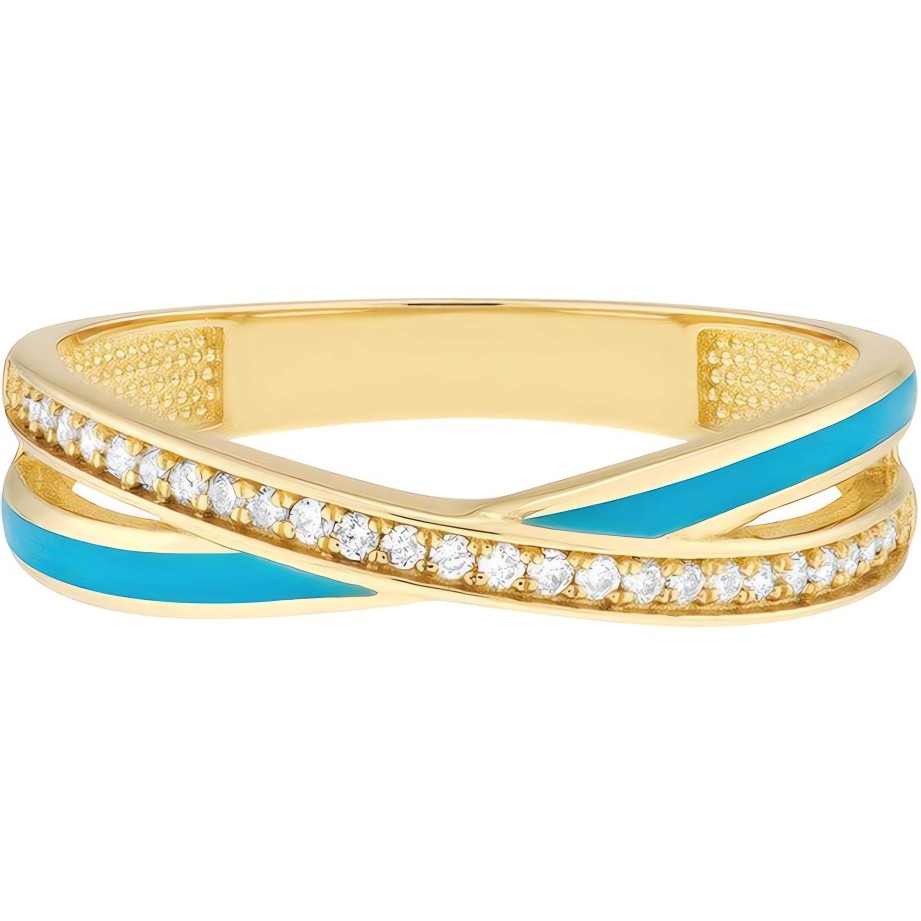 Rings Ritani | 14Kt Gold 0.14 Ctw Diamond And Neon Blue Enamel X Ring